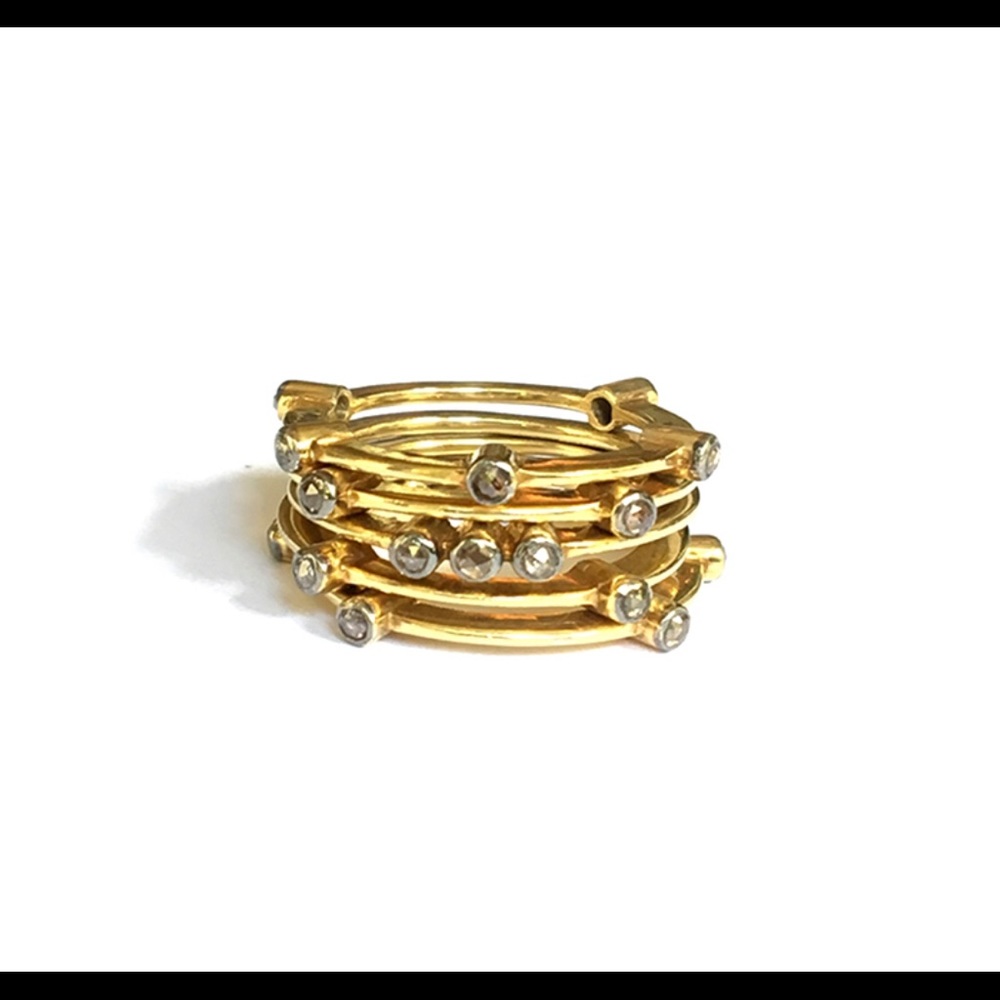 14k gold plated pavè diamond ring stack